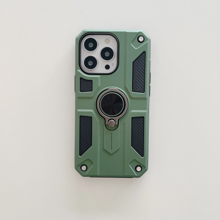 GSM - Husa protectie Flippy compatibila cu Apple iPhone 13 Pro Max Defender Model 5 cu suport prindere inel,Verde