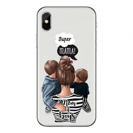 GSM - Husa protectie Flippy compatibila cu Apple iPhone 13 Pro Max Glass print Super Mom Multicolor