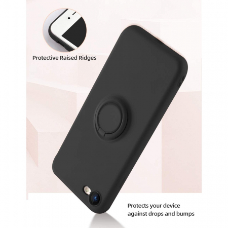 Husa protectie Flippy compatibila cu Apple iPhone 7/8/SE 2020 Liquid Silicone Ring cu suport rotativ Negru [1]
