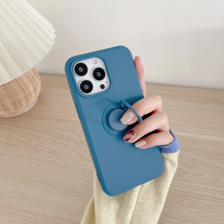 Husa protectie Flippy compatibila cu Apple iPhone XR Liquid Silicone Ring cu suport rotativ Albastru [2]