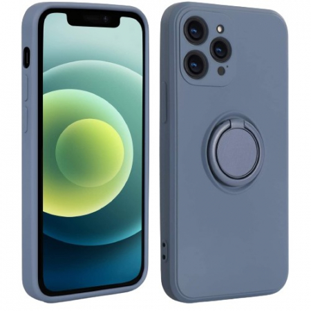 Huse de telefoane - Husa protectie Flippy compatibila cu Apple iPhone XR Liquid Silicone Ring cu suport rotativ Albastru deschis
