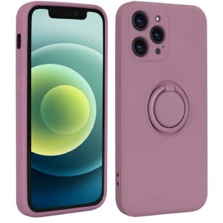 Huse de telefoane - Husa protectie Flippy compatibila cu Huawei P40 Lite E Liquid Silicone Ring cu suport rotativ Mov