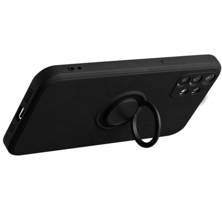 Husa protectie Flippy compatibila cu Samsung Galaxy A32 5G Liquid Silicone Ring cu suport rotativ Negru [1]