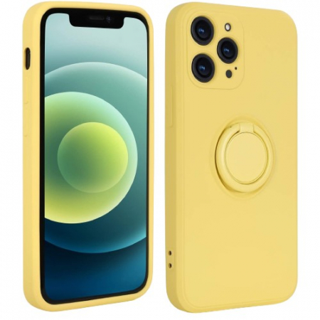 Huse de telefoane - Husa protectie Flippy compatibila cu Samsung Galaxy A71 Liquid Silicone Ring cu suport rotativ Galben