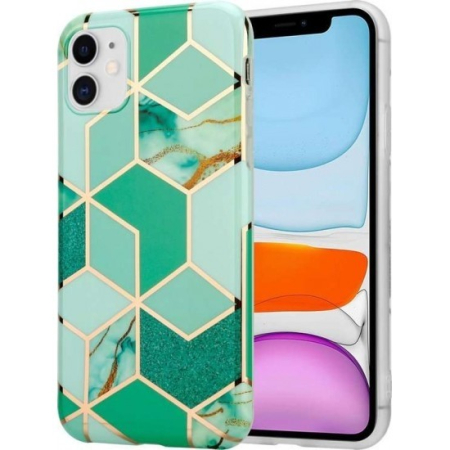 Sub 99 Lei - Husa protectie Flippy compatibila cu Samsung Galaxy A72 Soft IMD TPU Marble Geometric Verde