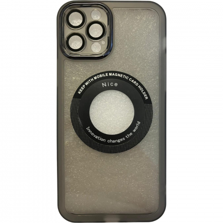 GSM - Husa protectie Flippy pentru Apple iPhone 12 / 12 Pro decupaj logo, magnetica, Protectie Camera, Negru