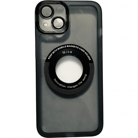GSM - Husa protectie Flippy pentru Apple iPhone 14 Plus decupaj logo, magnetica, Protectie Camera, Negru