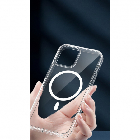 Husa protectie Flippy pentru iPhone 13 Mag Safe, 2 in 1 incarcare si magnet, Silicone, Transparenta [9]