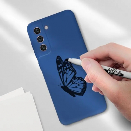 Husa protectie Flippy pentru Samsung S21 FE Liquid Silicone Albastru Inchis [1]