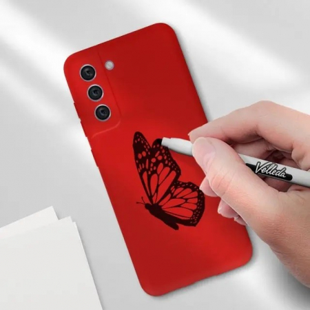 Husa protectie Flippy pentru Samsung S21 FE Liquid Silicone Rosu [2]