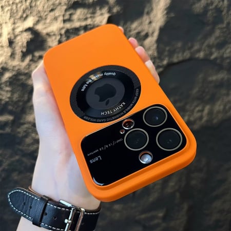 Lichidare Husa protectie MagSafe Kathy Tech, Flippy, pentru Apple iPhone 12 Pro Max, Dublu Cerc, Portocaliu [2]