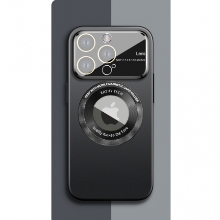 Husa protectie MagSafe Kathy Tech, Flippy, pentru Apple iPhone 14 Plus, Dublu Cerc, Negru [2]