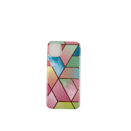 Husa protectie pentru Apple iPhone 11 Pro Max Soft IMD TPU Marble Geometric Roz [4]