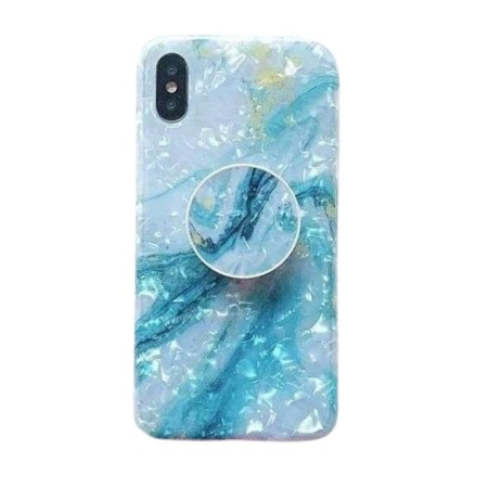 Sub 99 Lei - Husa protectie pentru Apple iPhone 11Pro Soft IMD TPU Marble Albastru Suport inclus