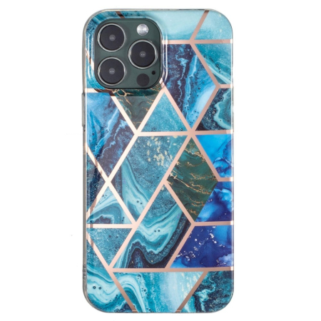 Sub 99 Lei - Husa protectie pentru Apple iPhone 7/8/SE 2020 Soft IMD TPU Marble Geometric Albastru
