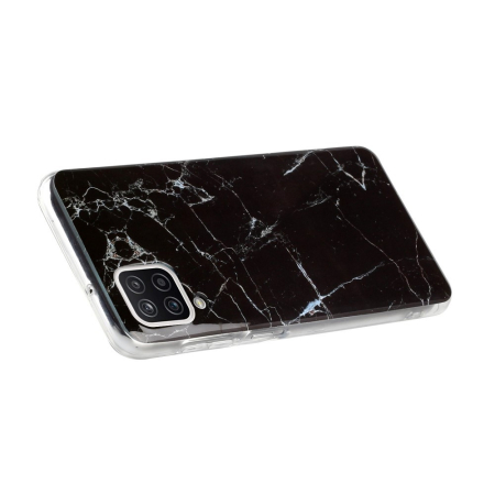 Husa protectie pentru Apple iPhone SE 2020 Soft IMD TPU Marble Negru Suport inclus [6]