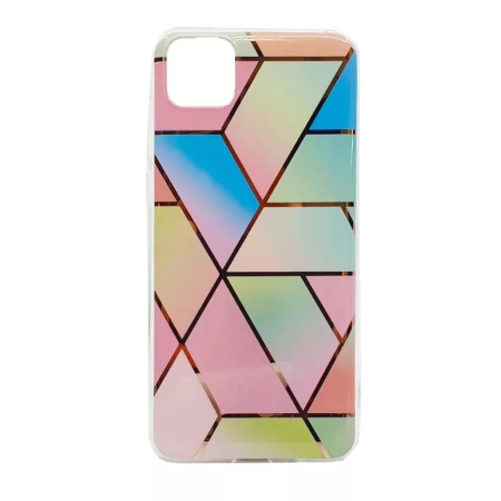 Sub 99 Lei - Husa protectie pentru Samsung A71 Soft IMD TPU Marble Geometric Roz