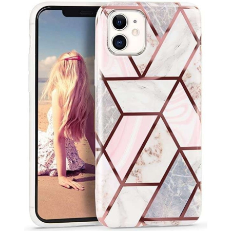 Sub 99 Lei - Husa protectie pentru Samsung S10E Soft IMD TPU Marble Geometric Alb