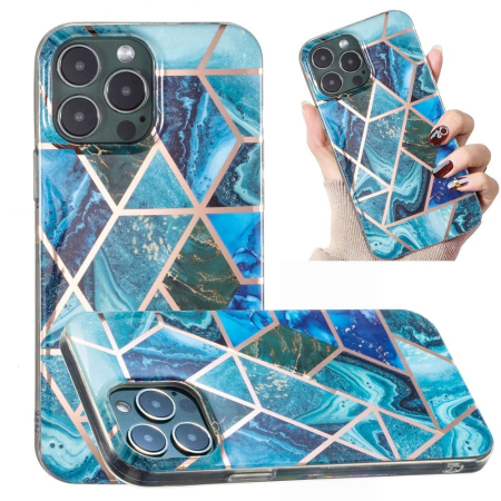 Husa protectie pentru Samsung S21 Ultra Soft IMD TPU Marble Geometric Albastru [7]