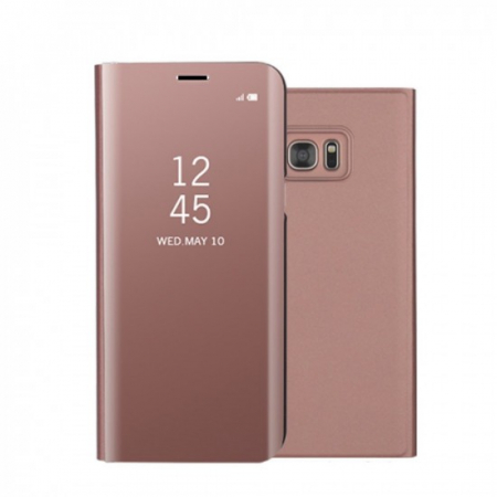 Huse de telefoane - Husa Samsung Galaxy A8 2018 Flip Cover Oglinda Roz
