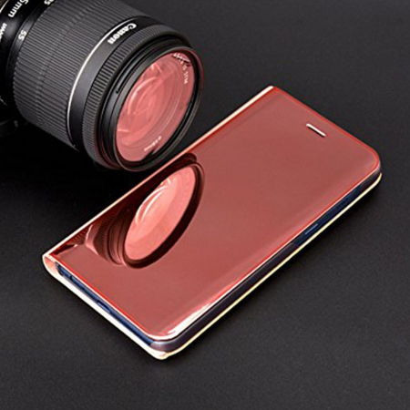 Husa Samsung Galaxy A8 2018 Flip Cover Oglinda Roz [2]