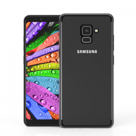 GSM - Husa Samsung Galaxy A8 2018 Transparent cu Margini Negre