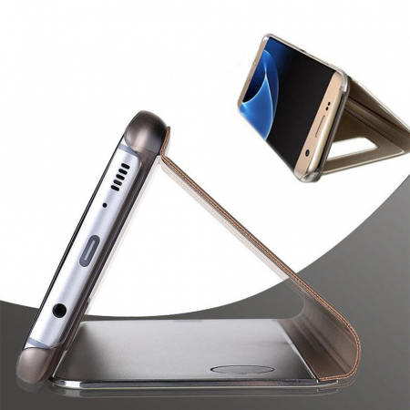Husa Samsung Galaxy S7 Edge Flip Cover Oglinda Auriu [3]