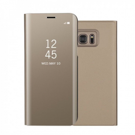 GSM - Husa Samsung Galaxy S7 Edge Flip Cover Oglinda Auriu