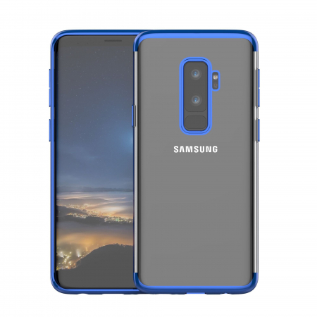 GSM - Husa Samsung Galaxy S9 Plus Transparent cu Margini Albastre