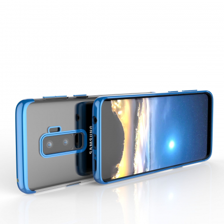 Husa Samsung Galaxy S9 Plus Transparent cu Margini Albastre [3]