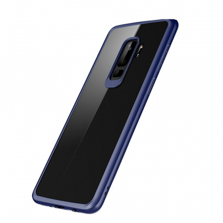 GSM - Husa Samsung Galaxy S9 Tpu Transparent cu margini colorate albastru