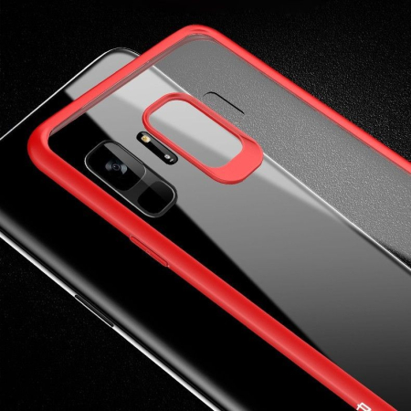 Husa Samsung Galaxy S9 Tpu Transparent cu margini colorate rosu [5]