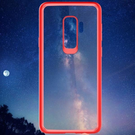 Husa Samsung Galaxy S9 Tpu Transparent cu margini colorate rosu [3]