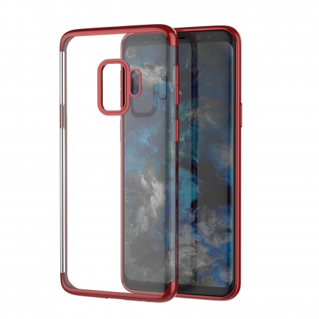 GSM - Husa Samsung Galaxy S9 Transparent cu Margini Rosii