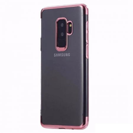 GSM - Husa Samsung Galaxy S9 Transparent cu Margini Roz-Aurii