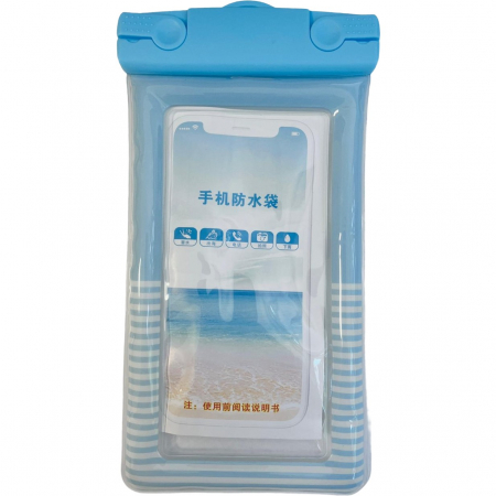 Huse de telefoane - Husa subacvatica Cushion Waterproof Flippy, Snowproof, Universala, Dungata, cu Snur, pentru telefon sau documente, Bleu