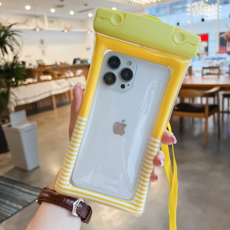 Husa subacvatica Cushion Waterproof Flippy, Snowproof, Universala, Dungata, cu Snur, pentru telefon sau documente, Galben [3]