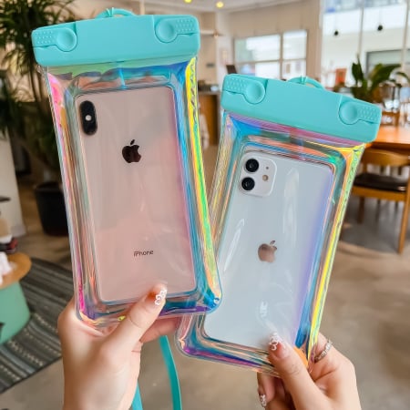 Husa subacvatica Holografica Waterproof Flippy, Snowproof, Universala, Impermeabila, cu Snur, pentru telefon sau documente, Bleu [2]
