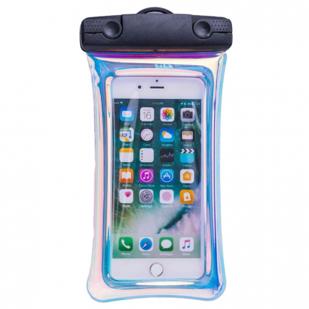 GSM - Husa subacvatica Holografica Waterproof Flippy, Snowproof, Universala, Impermeabila, cu Snur, pentru telefon sau documente, Negru