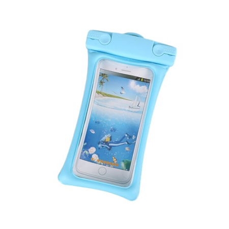 Sub 99 Lei - Husa subacvatica Matte Cushion Waterproof Flippy, Snowproof, Universala, cu Snur, pentru telefon sau documente, Bleu