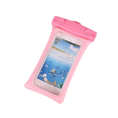 Sub 99 Lei - Husa subacvatica Matte Cushion Waterproof Flippy, Snowproof, Universala, cu Snur, pentru telefon sau documente, Roz