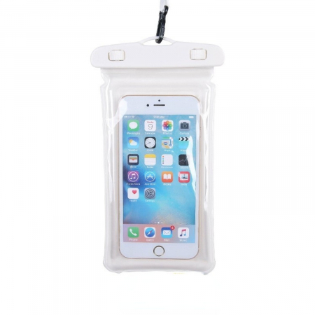 Huse de telefoane - Husa subacvatica Waterproof Flippy, Snowproof, Universala, Senzoriala, cu Snur, pentru telefon sau documente, Alb