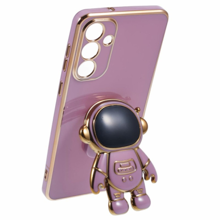 Sub 99 Lei - Husa Telefon 2in1, Flippy, Compatibila Samsung Galaxy S21 FE, Carcasa TPU cu Suport Inclus Tip Astronaut, Protectie Camere, Mov