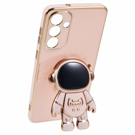 Sub 99 Lei - Husa Telefon 2in1, Flippy, Compatibila Samsung Galaxy S23 Ultra, Carcasa TPU cu Suport Inclus Tip Astronaut, Protectie Camere, Roz