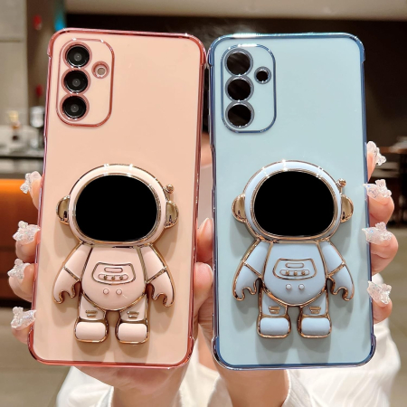 Husa Telefon 2in1, Flippy, Compatibila Samsung Galaxy S24, Carcasa TPU cu Suport Inclus Tip Astronaut, Protectie Camere, Roz [2]