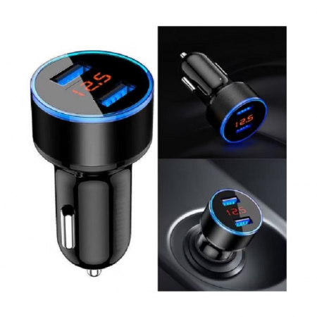 *LICHIDARE STOC* Incarcator Auto cu Afisaj Digital, Flippy, din Metal, 3.1A, Incarcare Rapida 6A PD+QC3.0, Dublu USB, Negru [4]