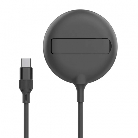 Sub 99 Lei - Încărcător fără fir, Wireless, portabil Flippy, MagSafe 15W, mufa conectare Adaptor Type C, functie suport, pentru seriile iPhone 14, iPhone 13 si iPhone 12, Negru