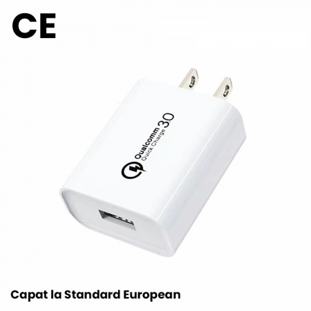 Incarcator Retea Fast Charge 5V3A, Flippy, Capat STANDARD EUROPEAN QC 3.0, 18W, Fara Cablu, Alb [1]