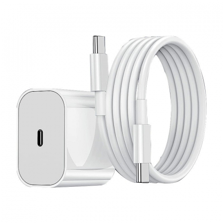 Incarcator Retea Fast Charge, Flippy, Incarcator Standard European PD30W, Compatibil cu iPhone 15/16, Cablu Fast Charge Inclus de 27W, 1m, Alb [1]