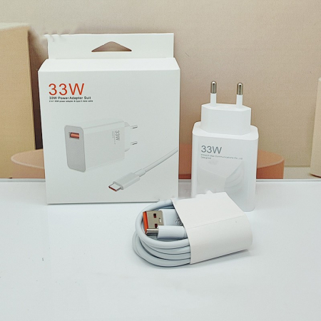 Incarcator Retea Super Charge pentru Telefon, Flippy, 33W Standard UE, Port USB-B cu Cablu TYPE-C de 1m Inclus, Alb [1]